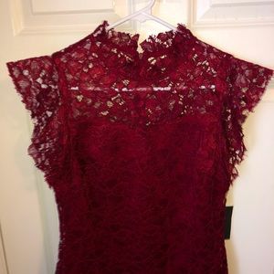 NEVER WORN Red Lacey Midi Dress In Women’s Sz 6 EnFocus Studios LOGO TAG ON